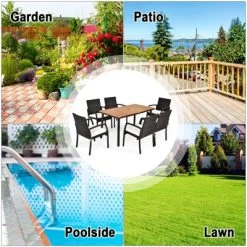 Tangkula 7PCS Patio Rattan Furniture Dining Set Wooden Table Cushioned Chair -Tangkula GUEST 99c157e0 4d5a 46f9 bbab 8e09097ec89c