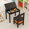 Tangkula Kids Table And Chair Set Wood Activity Study Desk W/ Storage Drawer Hook Brown -Tangkula GUEST 99c80a72 9344 48ab ad30 443f8fe5ee93