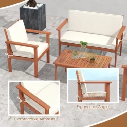 Tangkula 8 Pieces Patio Furniture Set, Acacia Wood Porch Chairs W/ Table -Tangkula GUEST 99cb2104 e9ad 416f 982c 985462ffc3db 1