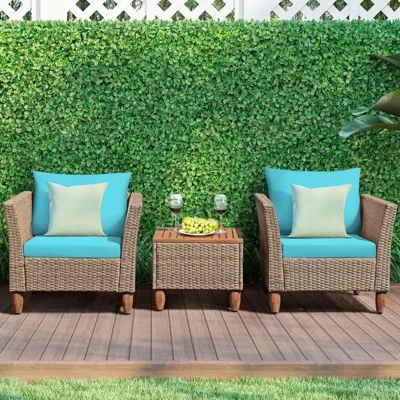 Tangkula 3 Piece Outdoor Rattan Sofa Set Wicker Conversation Furniture Set With Cushions 12 Tangkula 3 Piece Outdoor Rattan Sofa Set Wicker Conversation Furniture Set With Cushions - Image 10
