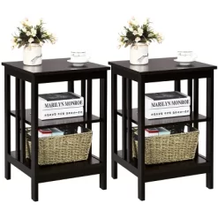 Tangkula 2PCS 3-tier Side Table Nightstand Sofa End Table Storage Display Shelf -Tangkula GUEST 9a2d4ca2 26bc 4ef3 89b3 1c9f44937b68