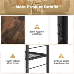 Tangkula 3-Tier Industrial Side Table Nightstand With Removable Mesh Metal Shelf Adjustable Leveling Foot Pads End Table 15 Tangkula 3-Tier Industrial Side Table Nightstand With Removable Mesh Metal Shelf Adjustable Leveling Foot Pads End Table -Tangkula GUEST 9a351dcf db3d 44f3 bead ab8e19c3128a