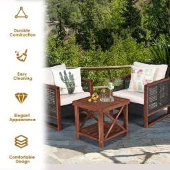 Tangkula 3PCS Rattan Wicker Patio Conversation Set Outdoor Furniture Set W/ Cushion -Tangkula GUEST 9a57c1e3 2998 4838 80f7 a2e24b57c1cd
