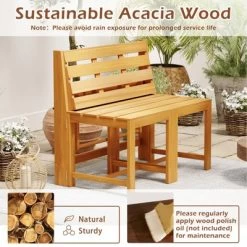 Tangkula 3-in-1 Outdoor Acacia Wood Loveseat Bench Furnitur W/ Slatted Seat For Garden -Tangkula GUEST 9a73e8d2 40fc 49a4 9790 66262b6f8398