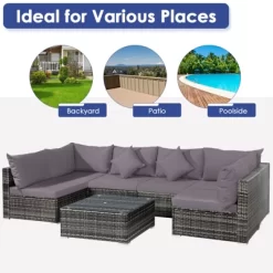 Tangkula 7 PCS Outdoor Patio Furniture Set All-Weather PE Rattan Sofa Set W/Coffee Table & Cushions 17 Tangkula 7 PCS Outdoor Patio Furniture Set All-Weather PE Rattan Sofa Set W/Coffee Table & Cushions -Tangkula GUEST 9a75ae0e 03bd 4f84 a0e1 6b251815e1c0