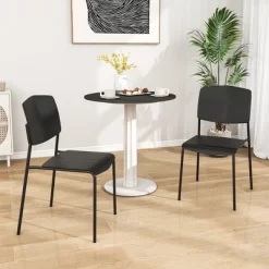 Tangkula Dining Chair Set Of 2 W/Ergonomic Backrest & Wide Seat Stackable Kitchen Chairs