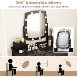 Tangkula Vanity Table Set With Lighted Mirror Adjustable 10 Bulbs Dresser 4 Drawer 15 Tangkula Vanity Table Set With Lighted Mirror Adjustable 10 Bulbs Dresser 4 Drawer -Tangkula GUEST 9a823c6f a738 4f49 9951 654c1f7f02d6