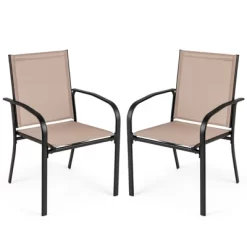 Tangkula Outdoor Dining Chairs Set Of 4 W/ Breathable Fabric Armrests High Back -Tangkula GUEST 9b141a04 06c1 48e0 a426 76aacd94894c