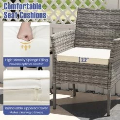 Tangkula Outdoor PE Wicker Chairs Set Of 4 Patio Dining Armchairs W/ Padded Cushions -Tangkula GUEST 9b321583 91f6 41d8 b3e0 a35f2598e531