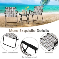Tangkula Folding Lawn Beach Chair Portable Sand Chair Set Of 2 W/ Elegant Weaving Design Coffee -Tangkula GUEST 9b6f00af 79ad 479c 8109 72094b51ba79