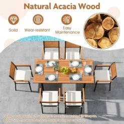 Tangkula 7-Piece Patio Furniture Set Outdoor Dining Chair Set For 6 W/ Acacia Wood & Metal Frame -Tangkula GUEST 9b78b965 abbf 4e04 8f49 cbf3e06ecabb