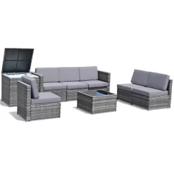 Tangkula Set Of 8 Gray Rattan Wicker Sofa & Table Outdoor Cushioned Sectional Patio Furniture 21 Tangkula Set Of 8 Gray Rattan Wicker Sofa & Table Outdoor Cushioned Sectional Patio Furniture -Tangkula GUEST 9b7afcf0 9092 441f bc77 2df81ae0c254