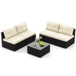 Tangkula 5 Pieces Outdoor Patio Furniture Set Sectional PE Rattan Sofa Set With Cushions And Tempered Glass Coffee Table 19 Tangkula 5 Pieces Outdoor Patio Furniture Set Sectional PE Rattan Sofa Set With Cushions And Tempered Glass Coffee Table -Tangkula GUEST 9bdde8d2 3d4d 4676 a4bf 95d48e3e0722