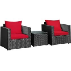 Tangkula 3PCS Patio Rattan Furniture Conversation Set With 2 Cushioned Sofas & Coffee Table For Outdoor 17 Tangkula 3PCS Patio Rattan Furniture Conversation Set With 2 Cushioned Sofas & Coffee Table For Outdoor -Tangkula GUEST 9bf40638 a0c8 46c1 954a bcab6f944505