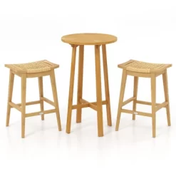 Tangkula 3 Piece Patio Bar Set Round Cocktail Table W/ 2 Rattan Saddle Stools 19 Tangkula 3 Piece Patio Bar Set Round Cocktail Table W/ 2 Rattan Saddle Stools -Tangkula GUEST 9c35d30e 273a 4df3 b6c1 075db3b43afc