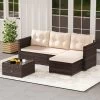 Tangkula 4 Seats Outdoor Patio Furniture Set L-Shaped Couch Set For Yard