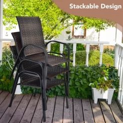 Tangkula 6PCS Outdoor PE Wicker Stacking Dining Chairs Patio Arm Chairs 15 Tangkula 6PCS Outdoor PE Wicker Stacking Dining Chairs Patio Arm Chairs -Tangkula GUEST 9c99cf4c 8f0c 4933 835c 20552edbfd6d