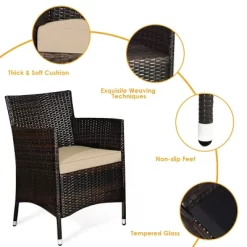 Tangkula 4PCS Patio Rattan Conversation Furniture Set Outdoor W/ Brown & Gray Cushion -Tangkula GUEST 9ce36e73 fb8d 44b4 8d53 f2859c0ef56e