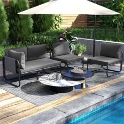 Tangkula Patio Loveseat W/ Removable Pillows & Seat Cushion Side Armrest Metal Frame -Tangkula GUEST 9d9fea53 d035 4b20 a367 af95a478ca9f