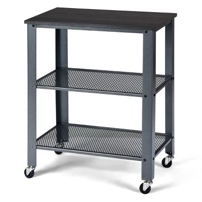 Tangkula Kitchen Utility Cart Industrial Coffee End Table W/Wheels Black/Silver 10 Tangkula Kitchen Utility Cart Industrial Coffee End Table W/Wheels Black/Silver - Image 8