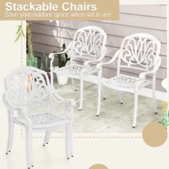 Tangkula Set Of 2 Cast Aluminum Patio Dining Chairs Stackable Outdoor Dining Chairs With Armrests Outdoor Bistro Chairs White 13 Tangkula Set Of 2 Cast Aluminum Patio Dining Chairs Stackable Outdoor Dining Chairs With Armrests Outdoor Bistro Chairs White -Tangkula GUEST 9dfd34ea 299c 4c42 9e36 a5a5207db421