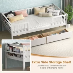 Tangkula Twin Size Kids Bed W/ Storage 2 Pull-out Drawers Side Shelf For Children & Teens 14 Tangkula Twin Size Kids Bed W/ Storage 2 Pull-out Drawers Side Shelf For Children & Teens -Tangkula GUEST 9e14b1d6 d0f0 4602 bfec 86a629a74371