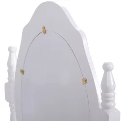 Tangkula Oval Mirror 4 Drawer Vanity Mirror Makeup Table W/ Cushioned Stool White -Tangkula GUEST 9e156934 11c0 4352 a510 71440b6508eb