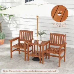 Tangkula 3 PCS Patio Bistro Table And Chairs Set W/ Umbrella Hole For Garden Poolside -Tangkula GUEST 9e441f59 f2f4 42d0 9051 1e33cd288323