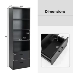 Tangkula 74” Tall Bookcase 4-tier Open Bookshelf With 2 Slide-out Drawers Modern Display Shelf With Anti-toppling Device Multipurpose Wooden Storage Organizer White/Black -Tangkula GUEST 9f09f0e4 5dc1 4421 8f01 cfe7d2f1fce4