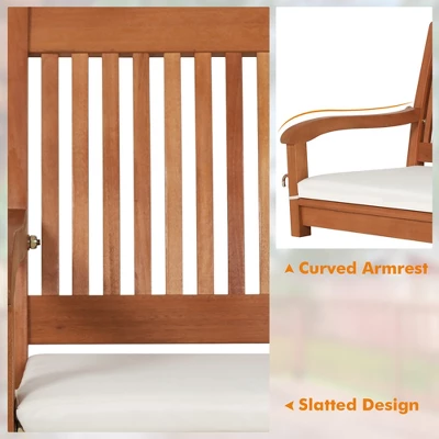 Tangkula 2-Seat Patio Hanging Wooden Porch Swing Bench W/ Cushion 8 Tangkula 2-Seat Patio Hanging Wooden Porch Swing Bench W/ Cushion - Image 6