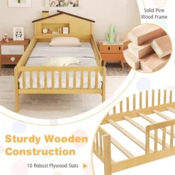 Tangkula Twin Size Kids Bed Solid Wood Platform Bed W/ Under-bed Storage & Storage Cube -Tangkula GUEST 9f42998f 3477 4612 9122 5b9dbf3b44cc