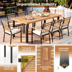 Tangkula Acacia Wood Dining Table For 8 People, 79" Large Rectangular Patio Table With Built-in Umbrella Hole -Tangkula GUEST 9f9292da c867 425e b0ae 33e474214361
