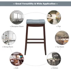 Tangkula Set Of 4 Saddle Bar Stools Backless Nailhead Counter Stool With Grey Cushions Coffee/White -Tangkula GUEST 9fc770e9 b1d7 4489 85c0 f2b4a36a1021
