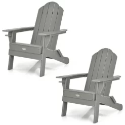 Tangkula 2PCS Folding Adirondack Chair Outdoor Adirondack Chair Weather Resistant Lounger For Backyard Porch Poolside Turquoise/Grey/White/Black -Tangkula GUEST 9ff4d002 14bd 40cd 8661 84ab932a1b21