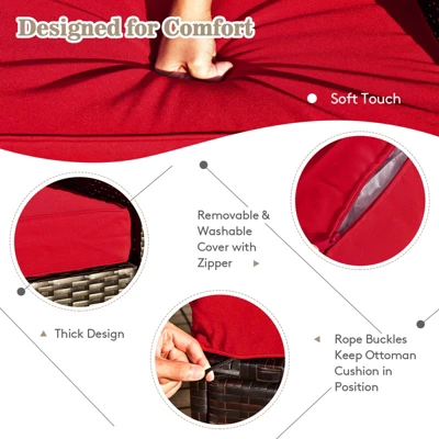 Tangkula 9 Pieces Furniture Set W/ 50,000 BTU Propane Fire Pit Table Patio Red 6 Tangkula 9 Pieces Furniture Set W/ 50,000 BTU Propane Fire Pit Table Patio Red - Image 4