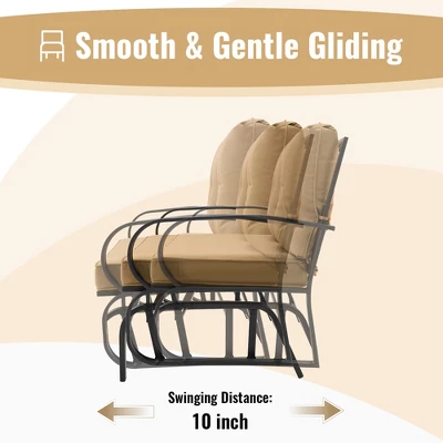 Tangkula 2-Person Outdoor Patio Glider Bench Swing Seat Bench W/ Seat & Back Cushions 11 Tangkula 2-Person Outdoor Patio Glider Bench Swing Seat Bench W/ Seat & Back Cushions - Image 9