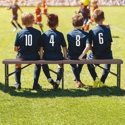 Tangkula 2PCS 6 Ft Plastic Folding Bench Portable Fold-in-Half Seat W/ 1320 LBS Capacity Coffee 5 Tangkula 2PCS 6 Ft Plastic Folding Bench Portable Fold-in-Half Seat W/ 1320 LBS Capacity Coffee - Image 3