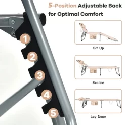 Tangkula Portable Beach Chaise Lounge Chair Folding Reclining Chair W/ Facing Hole Beige 15 Tangkula Portable Beach Chaise Lounge Chair Folding Reclining Chair W/ Facing Hole Beige -Tangkula GUEST a0b56cb7 5806 42d3 af7f bb97ef16eff4