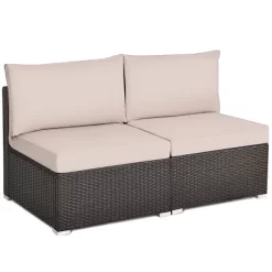 Tangkula 2-Piece Outdoor Wicker Rattan Sectional Armless Sofa Chair With Cushions -Tangkula GUEST a0d6eb19 9d6d 450b 91ad 342f184819a4