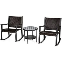 Tangkula 3-Piece Wicker Rocking Bistro Set Outdoor Conversation Set With Coffee Table 13 Tangkula 3-Piece Wicker Rocking Bistro Set Outdoor Conversation Set With Coffee Table -Tangkula GUEST a107556f fed3 4bd0 90b8 9985f0d82cf3