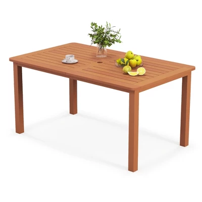 Tangkula Patio Solid Wood Dining Table W/ Umbrella Hole Teak Oil Finish Rectangular 11 Tangkula Patio Solid Wood Dining Table W/ Umbrella Hole Teak Oil Finish Rectangular - Image 9