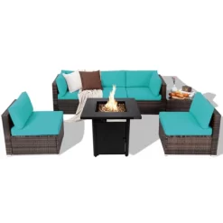 Tangkula Set Of 7 Patio Furniture Set W/ 28" 50000 BTU Propane Gas Fire Pit Table Cushions 17 Tangkula Set Of 7 Patio Furniture Set W/ 28" 50000 BTU Propane Gas Fire Pit Table Cushions -Tangkula GUEST a161504d 1ce6 48db 89dc 9426c584124d