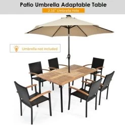 Tangkula 7 PCS Patio Rattan Dining Furniture Set Armrest Chairs Wooden Table 15 Tangkula 7 PCS Patio Rattan Dining Furniture Set Armrest Chairs Wooden Table -Tangkula GUEST a1655305 1c7a 49a0 8ebd 1b1eea4b5ad2