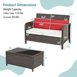 Tangkula 2PCS Patio Rattan Furniture Set Loveseat W/Coffee Table For Garden Porch Backyard Brown -Tangkula GUEST a16de252 c527 4f15 8a7a 33afbe55e122