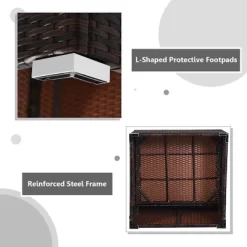 Tangkula 4PCS Rattan Patio Conversation Furniture Set Yard Outdoor W/ Black Cushion -Tangkula GUEST a16ef11f 607c 4085 bdfb 3ae0c934e712