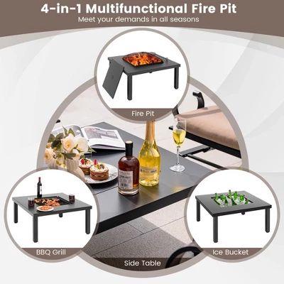 Tangkula 5PCS Cushioned Patio Dining Set Heavy-Duty Rocking Chairs With 4-in-1 Fire Pit Table 5 Tangkula 5PCS Cushioned Patio Dining Set Heavy-Duty Rocking Chairs With 4-in-1 Fire Pit Table - Image 3
