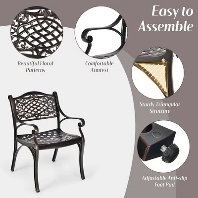 Tangkula 5PCS Cast Aluminum Patio Bistro Set Outdoor Dining Table & Chair Furniture Set 9 Tangkula 5PCS Cast Aluminum Patio Bistro Set Outdoor Dining Table & Chair Furniture Set - Image 7