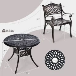 Tangkula 3PCS Cast Aluminum Patio Bistro Set Outdoor Dining Table & Chair Furniture Set -Tangkula GUEST a1c949b5 2712 455d b85f c3a0b988e703