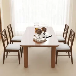 Tangkula Dining Chairs Set Of 4 Upholstered Kitchen Side Chairs W/ Rubber Wood Frame