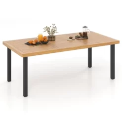 Tangkula Acacia Wood Dining Table For 8 People, 79" Large Rectangular Patio Table With Built-in Umbrella Hole -Tangkula GUEST a20f5df4 7776 4e4f a8b3 7af6fe521878